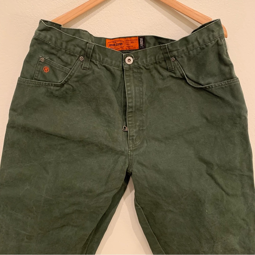 Jesse James Jeans Men's 38x32 Green 12oz Canvas Street Workwear Carpenter Pants